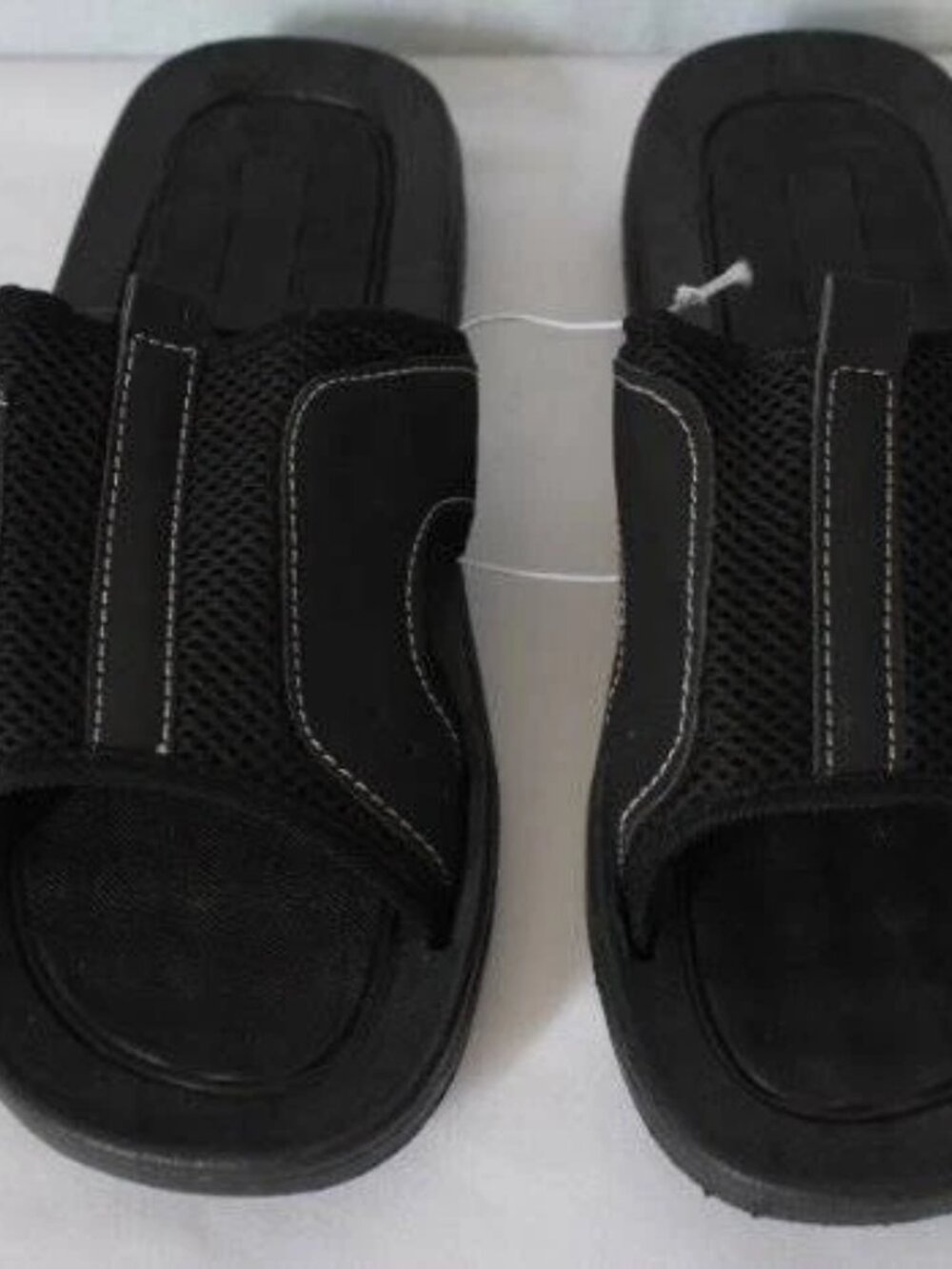Women's Black Mesh Slide Sandals with Cushioned Footbed